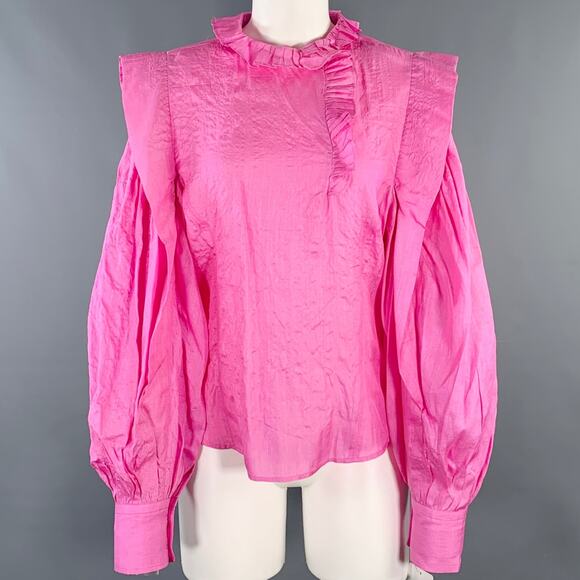 ISABEL MARANT Size 2 Chandra Pink Silk Ruffle Blouse - Picture 1 of 7